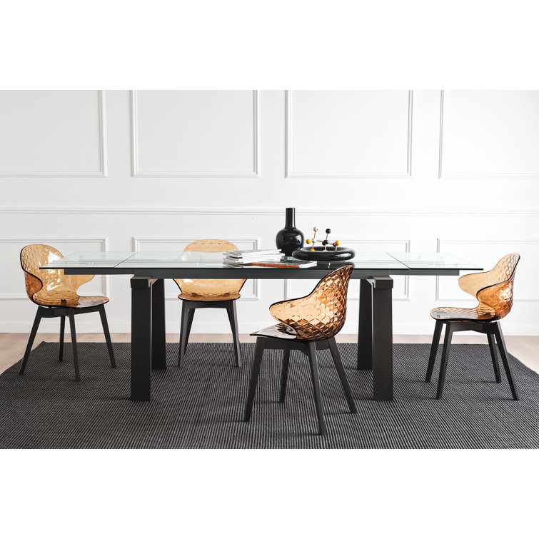 Levante Extendable Table with Glass Top and Wooden Legs Calligaris